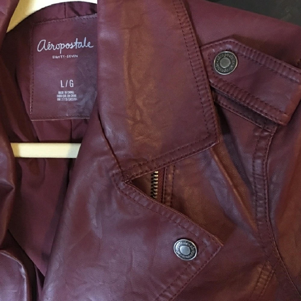 Burgundy motorcycle jacket